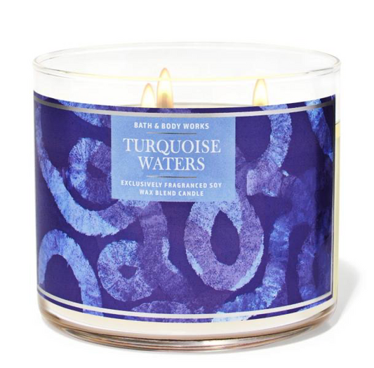 CANDELAS DE TRES MECHAS TURQUOISE WATERS BATH & BODY WORKS